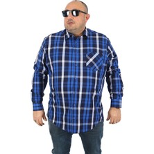 Moc Grande Mocgrande Büyük Beden Erkek Cepli Gömlek Colourful Square 23364 Lacivert