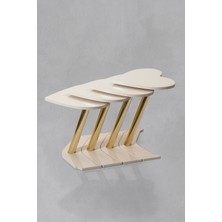 Veys Sehpa 4'lü Gold Kalp Zigon Sehpa - Krem