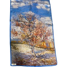 Turkish Silk Store Van Gogh Çiçek Açmış Şeftali Ağacı Ipek Fular