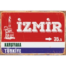 Printhome Ahşap Vintage Tablo " Izmir Karşıyaka 35,5 " Ahşap Mdf 25X35 cm