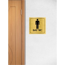 Printhome Bay-Kadın Wc Yönlendirme Yazısı Metal Gold 2'li 12X12 cm