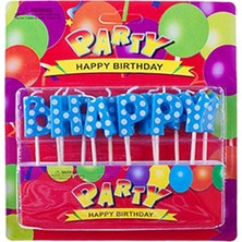 Kuzey Mavi Yazılı Happy Bırthday Doğum Günü Mumu Mavi Happy Bırthday Pasta Mumu Happy Bırthday Blue Candle