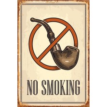 Printhome Ahşap Vintage Tablo " No Smoking " Ahşap Mdf 25X35CM