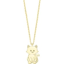 Engingold 14K Altın Minik Kedi Kolye