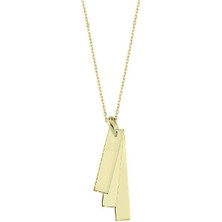 Engingold 14K Altın Üçlü Plaka Kolye