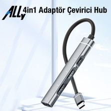 Ally 4in1 Type-C+3.5mm+Usb Girişli Çoğaltıcı Adaptör Çevirici Hub