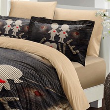 Monohome Sevgililer Günü Çift Kişilik Nevresim TAKIMI%100 Pamuk Saten Kalbim Sende