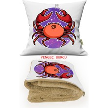 Caisya Home Yengeç Burcu Baskılı Tv Battaniyeli Opsiyonel Yastık & Kırlent 36X36CM