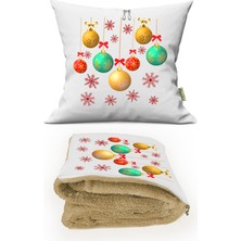 Caisya Home Yılbaşı Desenli Happy New Year Tv Battaniyeli Opsiyonel Yastık & Kırlent 36X36CM
