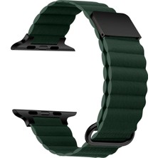 AktarMobile Apple Watch 7 6 Se 5 4 3 2 1 - 45 / 44 / 42 mm Mıknatıslı Pu Deri Kordon Magnetik Metal Tokalı Kayış