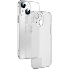 Ally iPhone 14 6.1inch Frosted Glass Şeffaf Kamera Korumalı Kılıf