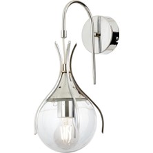 Avonni AP-1766-1K Krom Kaplama Aplik E27 Metal Cam H: 40 cm, WxD: 13x18 cm