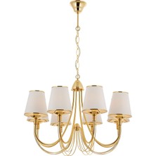 Avonni AV-4325-6S Sarı Kaplama Klasik Avize E14 Metal Kumaş H: 100 cm, Ø: 67 cm
