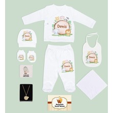 Bk Kids Kişiye Özel Beyaz Yeni Doğan Hastane Çıkışı, Anneye Hediye, Isimli Papatya Kolye, 9 Parça Bebek Hediye Seti-6