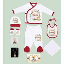 Bk Kids Kişiye Özel Kırmızı Yeni Doğan Hastane Çıkışı, Anneye Hediye, Isimli Papatya Kolye, 9 Parça Bebek Hediye Seti-6