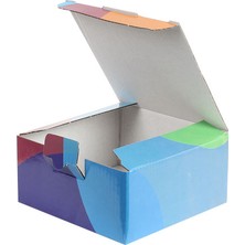 Izıvo Renkli-Desenli Kilitli Kargo Kutusu / Ebat: 13,5X13,5X6,5 cm (100 Adet) (Mavi-Bordo-Turuncu)