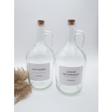 Zeze Desing Dekoratif Mantar Kapaklı Softener ve Liquid Detergent Şişesi 1500 Ml(1.5 Litre)