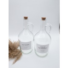 Zeze Desing Dekoratif Mantar Kapaklı Softener ve Liquid Detergent Şişesi 1500 Ml(1.5 Litre)
