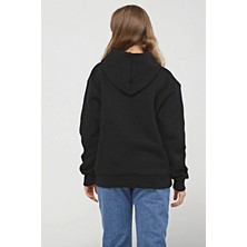 Karaduman Tekstil Siyah Kapüşonlu Yaka Şardonlu 3 Iplik Pamuklu Sweatshirt