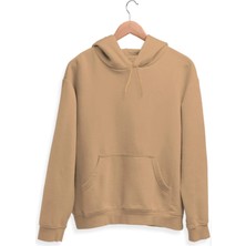 Karaduman Tekstil Krem Kapüşonlu Yaka Şardonlu 3 Iplik Pamuklu Sweatshirt