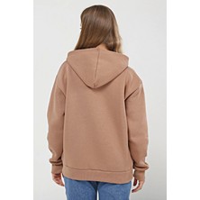 Karaduman Tekstil Krem Kapüşonlu Yaka Şardonlu 3 Iplik Pamuklu Sweatshirt