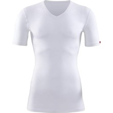 V Yaka Kısa Kol Unisex Beyaz Termal 1263