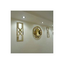 Wooden Factory 3'lü Kum Saati Dekoratif Duvar Saati Tablo Saat (Altın)