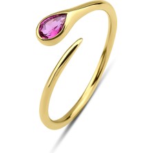 Kairos Jewelry 14 Ayar Altın Doğal Pembe Turmalin Açık Yüzük KRS078-14TGR