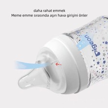 Güvercin Boyalı Biberon 240ML Cam Biberon Yenidoğan Bebek Doğal Anlamda Geniş Ağızlı Emzik