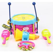 Yedi Parçalı Mutlu Müzik Aleti Kombinasyonu Seti Bel Davul Çıngıraklı Oyuncak Çocuk Kum Çekiç Tokat Davul Anne ve Bebek Toptan