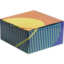 Izıvo Renkli-Desenli Kilitli Kargo Kutusu 13,5 x 13,5 x 6,5 cm 100 Adet Turuncu-Sarı-Yeşil Çizgili