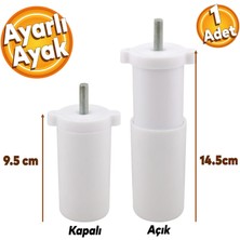 Badem10 Ayarlanabilir Gizli Mobilya Kanepe Baza Koltuk M8 Civatalı Vidalı Orta Destek Ayağı Ayak Beyaz 9.5cm