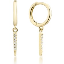 Kairos Jewelry 14 Ayar Altın Taşlı Dikey Bar Halka Küpe KRS-K6-14GEZ