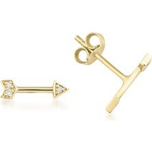 Kairos Jewelry 14 Ayar Altın Minimal Ok Çivi Küpe KRS-K13-14GEZ2