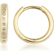 Kairos Jewelry 14 Ayar Altın Sırataşlı Halka Küpe KRS-K21-14GEZ