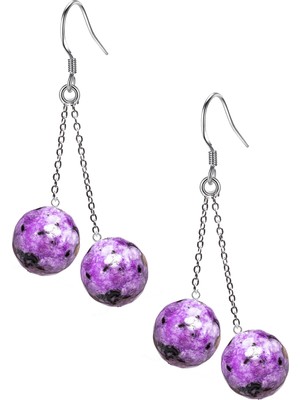 Tesbih Atölyesi Sertifikalı Doğal Çeorit Taşı Gümüş Küpe