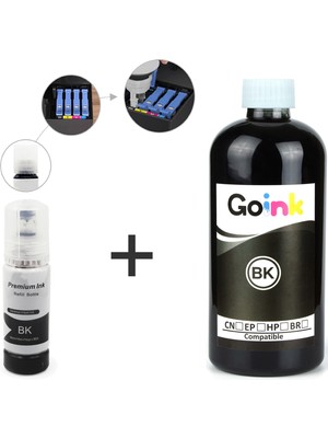 Baskistan Epson L3150 Için 103 Mürekkep 500 ml Siyah + 70 ml