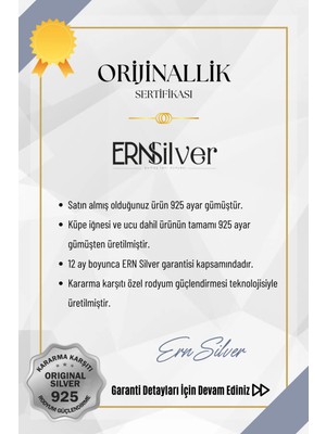 ERN Silver Hediye Kutulu Baget Taşlı İkili Pırlanta Kolye Küpe Set Rodyumlu Zarif 925 Ayar Gümüş Seti