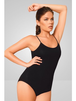 Berrak 2082 Siyah Ip Askılı Likra Çıtçıtlı Bady