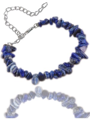 Tesbih Atölyesi Sertifikalı Doğal Sodalit Kırık Taşlı Bileklik - Halhal