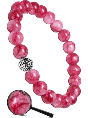 Tesbih Atölyesi Sertifikalı Gümüş Aparatlı Doğal Gül Kuvars Taşı Bileklik