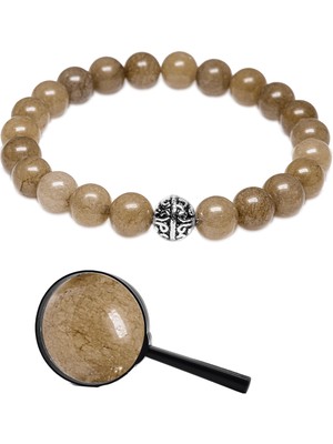Tesbih Atölyesi Sertifikalı Gümüş Aparatlı Doğal Bronzit Taşı Bileklik