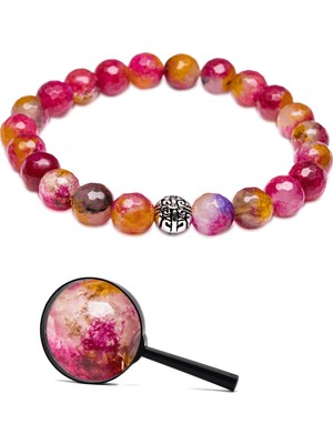 Tesbih Atölyesi Sertifikalı Gümüş Aparatlı Fasetli Doğal Multicolor Kuvars Taşı Bileklik