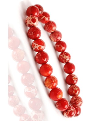 Tesbih Atölyesi Sertifikalı Doğal Kırmızı Varisit Taşı Bileklik