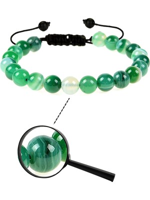Tesbih Atölyesi Sertifikalı Doğal Yeşil Akik Taşı Doğal Taş Bileklik