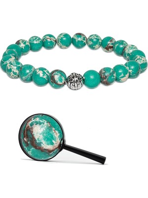 Tesbih Atölyesi Sertifikalı Gümüş Aparatlı Doğal Yeşil Varisit Taşı Bileklik