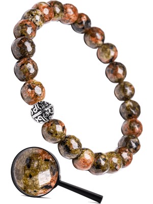 Tesbih Atölyesi Sertifikalı Gümüş Aparatlı Fasetli Doğal Unakit Taşı Bileklik