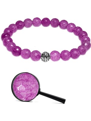 Tesbih Atölyesi Sertifikalı Gümüş Aparatlı Fasetli Doğal Çilek Kuvars Taşı Bileklik