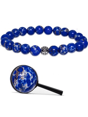 Tesbih Atölyesi Sertifikalı A+ Gümüş Aparatlı Doğal Mavi Varisit Taşı Bileklik