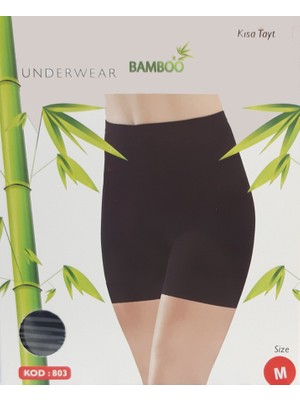 Q-En Kadın Kısa Tayt Bamboo- Kod 803-2300, M, Siyah
